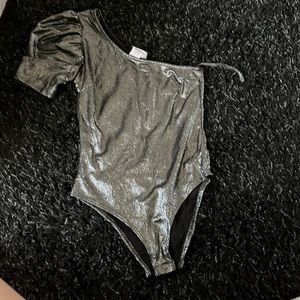 One shoulder Metallic bodysuit Med